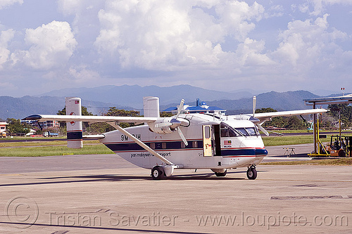 short sc-7 skyvan, aircraft, airport, borneo, boxy, malaysia, miri, pan malaysian air transport, parked, propeller plane, small plane, tarmac, turbo prop