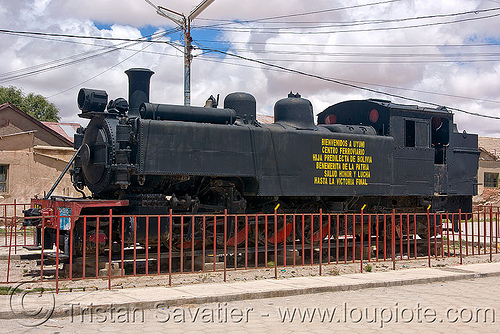 steam locomotive - railroad monument - uyuni (bolivia), bolivia, enfe, fca, monument, railroad, railway, steam engine, steam locomotive, steam train engine, uyuni