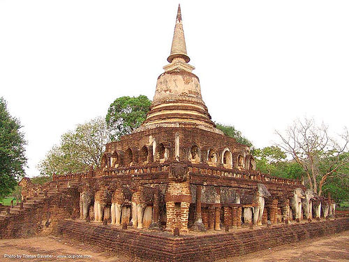 วัดช้างล้อม - wat chang lom stupa - อุทยานประวัติศาสตร์ศรีสัชนาลัย - si satchanalai chaliang historical park, near sukhothai - thailand, ruins, stupa, temple, wat chang lom, วัดช้างล้อม, อุทยานประวัติศาสตร์ศรีสัชนาลัย