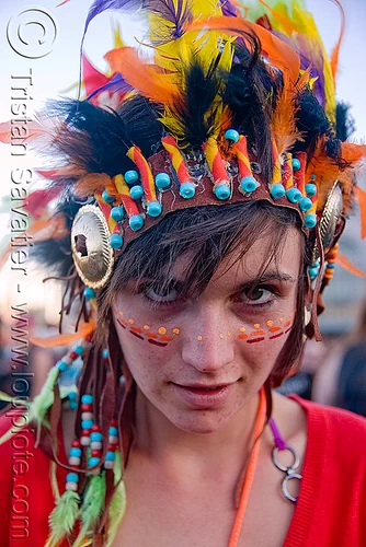 Woman with Orange Face Paint - Sun - Eye