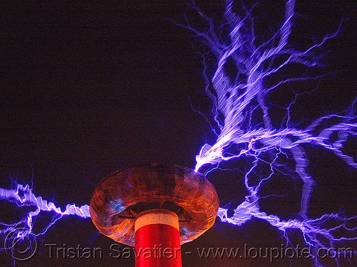 A Tesla coil discharging, generated with 500,000 particles with